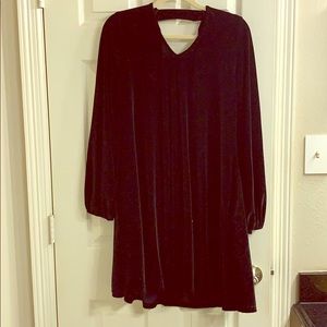 Black velvet bell sleeve choker dress